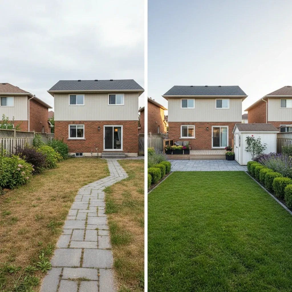 Landscaper transformation - before and after by Signature Landscaping Oshawa in Oshawa